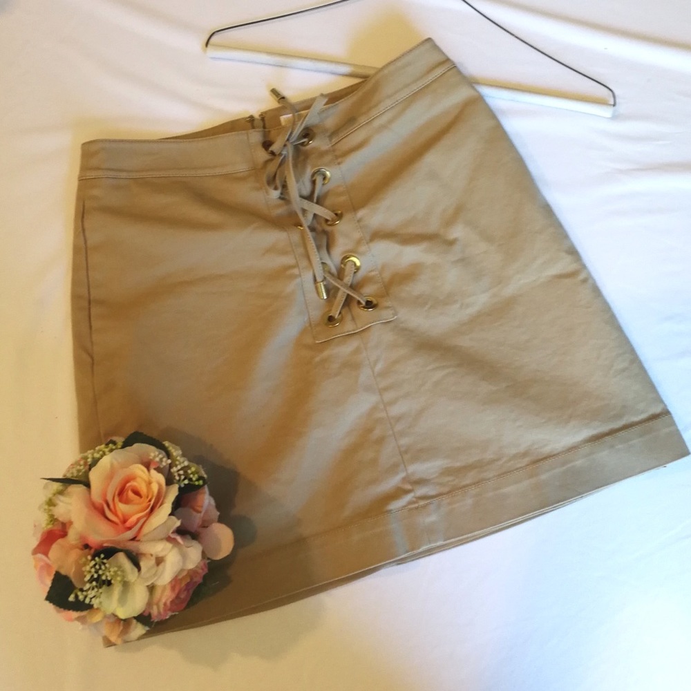 Michael Kors Beige A Line Skirt Laced in the Front
